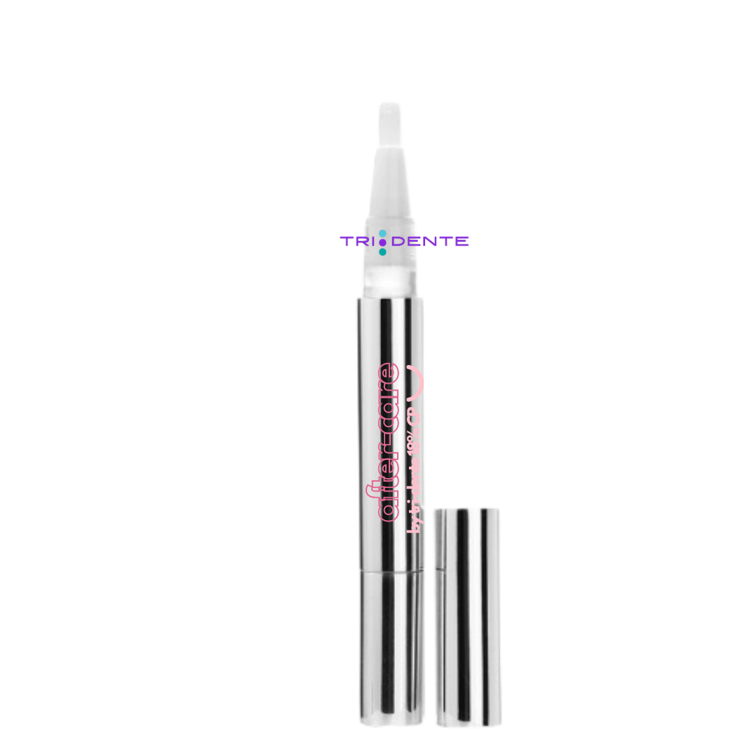 18% Carbamide Peroxide (CP) Teeth whitening gel in a shiny silver pen