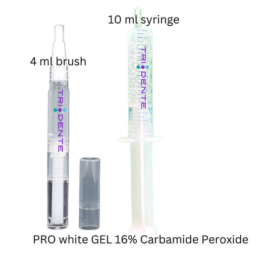 16% Carbamide peroxide gel with photo initiator, light activated syringe and pen