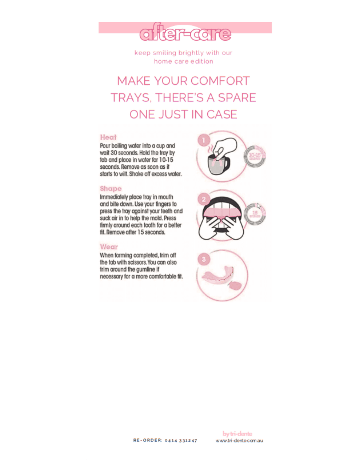 instructions for making moldable teeth whitening trays, bite n boil trays, warm n form trays