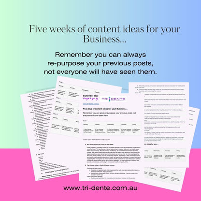 Five WEEKS of content ideas for your Business…