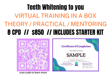 Teeth Whitening Training to YOU (online education & TW training kit, includes virtual 1:1 training)