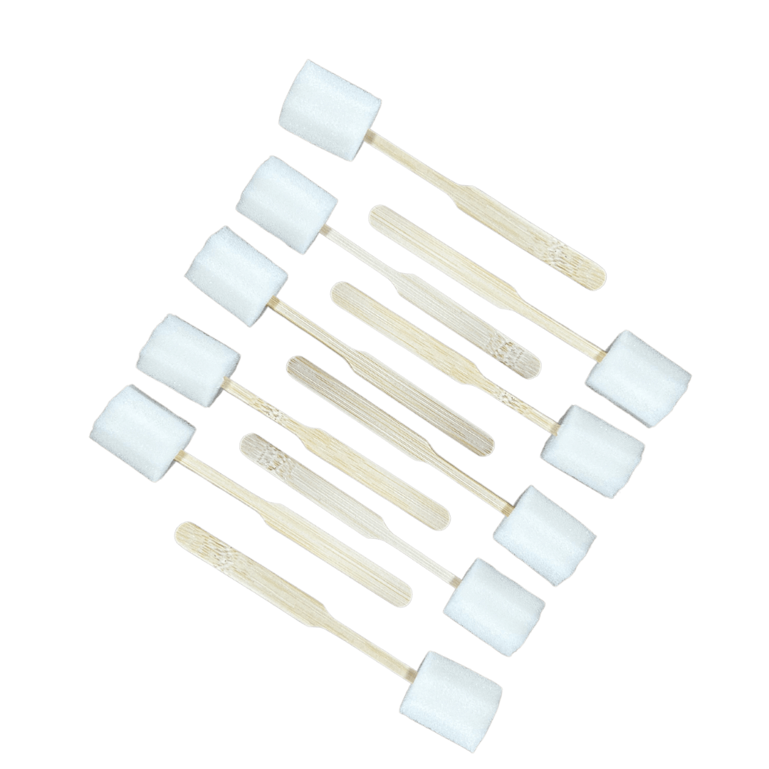 Sponge Swabs, pack of 10 (WHITE with bamboo handle)