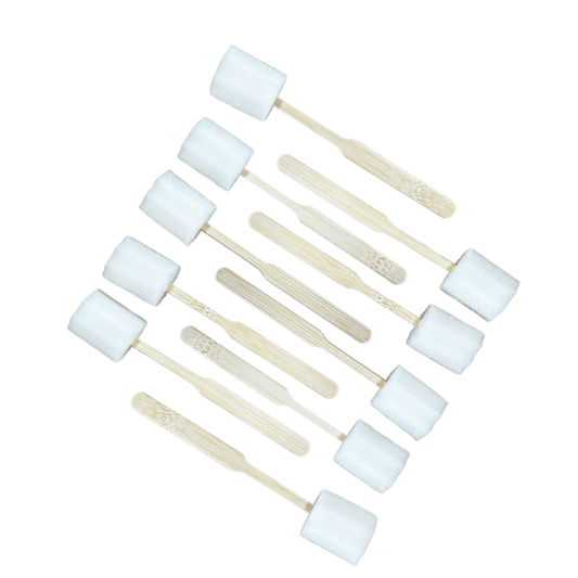 Sponge Swabs, pack of 10 (WHITE with bamboo handle)